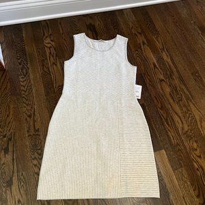 Athleta white and gray striped sweater dress, size M, NWT